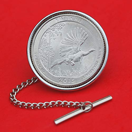 US 2015 Louisiana Kisatchie National Forest Quarter BU Uncirculated 25 Cent Coin Silver Plated Tie Tac Tack BRAND NEW - America the Beautiful US 2015 Louisiana Kisatchie National Forest Quarter BU Uncirculated 25 Cent Coin Silver Plated Tie Tac Tack BRAND NEW - America the Beautiful