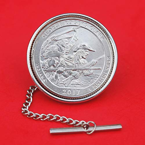 US 2017 Indiana George Rogers Clark National Historical Park Quarter BU Uncirculated 25 Cent Coin Silver Plated Tie Tac Tack BRAND NEW - America the Beautiful US 2017 Indiana George Rogers Clark National Historical Park Quarter BU Uncirculated 25 Cent Coin Silver Plated Tie Tac Tack BRAND NEW - America the Beautiful