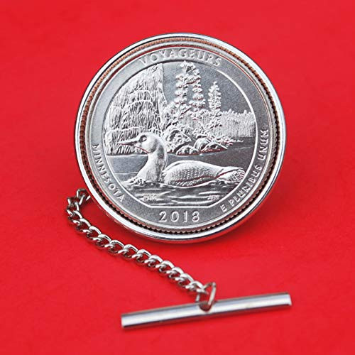 US 2018 Voyageurs National Park Minnesota Quarter BU Uncirculated 25 Cent Coin Silver Plated Tie Tac Tack BRAND NEW - America the Beautiful US 2018 Voyageurs National Park Minnesota Quarter BU Uncirculated 25 Cent Coin Silver Plated Tie Tac Tack BRAND NEW - America the Beautiful
