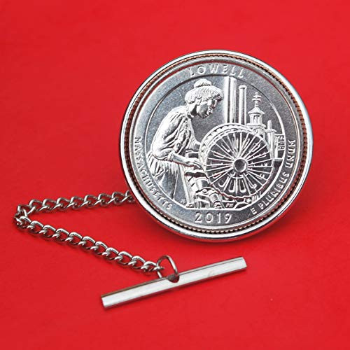 US 2019 Lowell National Historical Park MASSACHUSETTS Quarter BU Uncirculated 25 Cent Coin Silver Plated Tie Tac Tack BRAND NEW - America the Beautiful US 2019 Lowell National Historical Park MASSACHUSETTS Quarter BU Uncirculated 25 Cent Coin Silver Plated Tie Tac Tack BRAND NEW - America the Beautiful