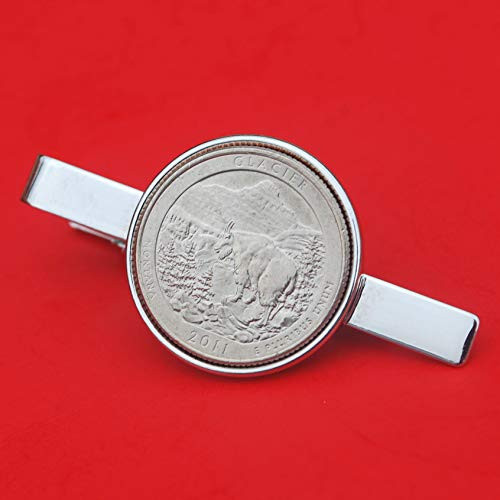 US 2011 Montana Glacier National Park Quarter BU Uncirculated 25 Cent Coin Silver Plated Tie Clip Clasp NEW - America the Beautiful