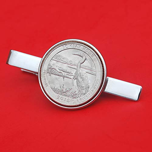 2015 DELAWARE Bombay Hook National Wildlife Refuge Quarter BU Uncirculated 25 Cent Coin Silver Plated Tie Clip Clasp NEW - America the Beautiful 2015 DELAWARE Bombay Hook National Wildlife Refuge Quarter BU Uncirculated 25 Cent Coin Silver Plated Tie Clip Clasp NEW - America the Beautiful
