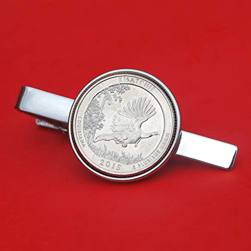 2015 Louisiana Kisatchie National Forest Quarter BU Uncirculated 25 Cent Coin Silver Plated Tie Clip Clasp NEW - America the Beautiful 2015 Louisiana Kisatchie National Forest Quarter BU Uncirculated 25 Cent Coin Silver Plated Tie Clip Clasp NEW - America the Beautiful