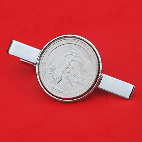 2015 New York Saratoga National Historical Park Quarter BU Uncirculated 25 Cent Coin Silver Plated Tie Clip Clasp NEW - America the Beautiful 2015 New York Saratoga National Historical Park Quarter BU Uncirculated 25 Cent Coin Silver Plated Tie Clip Clasp NEW - America the Beautiful
