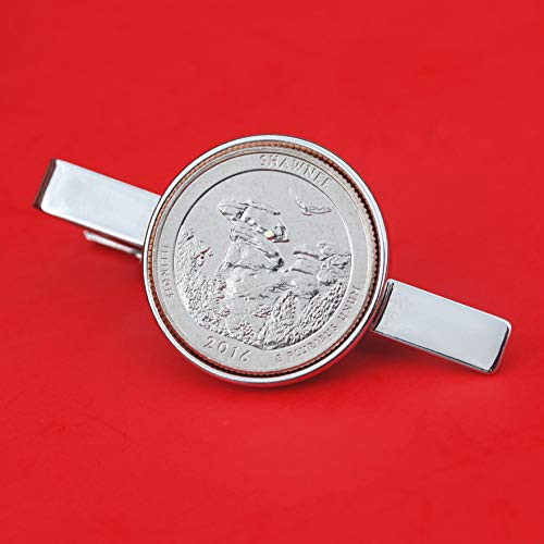 US 2016 Illinois Shawnee National Forest Quarter BU Uncirculated 25 Cent Coin Silver Plated Tie Clip Clasp NEW - America the Beautiful US 2016 Illinois Shawnee National Forest Quarter BU Uncirculated 25 Cent Coin Silver Plated Tie Clip Clasp NEW - America the Beautiful