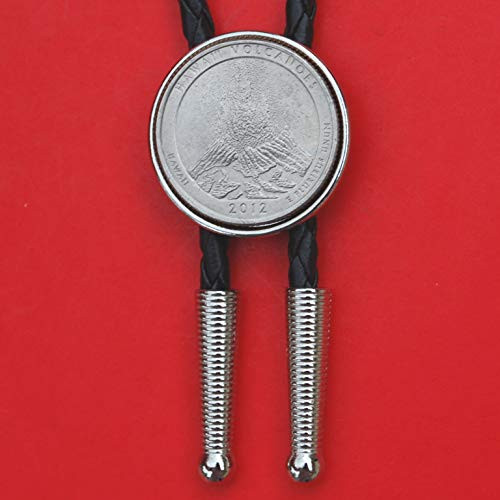 US 2012 Hawaii Volcanoes National Park Quarter BU Uncirculated Coin Simple Silver Slide 36 inch Black Leatherette Cord Bolo Tie NEW - America the Beautiful US 2012 Hawaii Volcanoes National Park Quarter BU Uncirculated Coin Simple Silver Slide 36 inch Black Leatherette Cord Bolo Tie NEW - America the Beautiful
