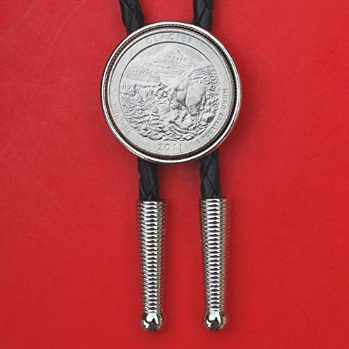 US 2011 Montana Glacier National Park Quarter BU Uncirculated Coin Simple Silver Slide 36 inch Black Leatherette Cord Bolo Tie NEW - America the Beautiful US 2011 Montana Glacier National Park Quarter BU Uncirculated Coin Simple Silver Slide 36 inch Black Leatherette Cord Bolo Tie NEW - America the Beautiful