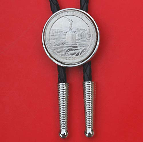 US 2011 Pennsylvania Gettysburg National Military Park Quarter BU Uncirculated Coin Simple Silver Slide 36 inch Black Leatherette Cord Bolo Tie NEW - America the Beautiful US 2011 Pennsylvania Gettysburg National Military Park Quarter BU Uncirculated Coin Simple Silver Slide 36 inch Black Leatherette Cord Bolo Tie NEW - America the Beautiful