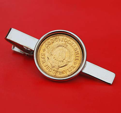 Yugoslavia 10 Para 1980 BU Uncirculated Coin Silver Plated Tie Clip Clasp NEW - State emblem of Yugoslavia