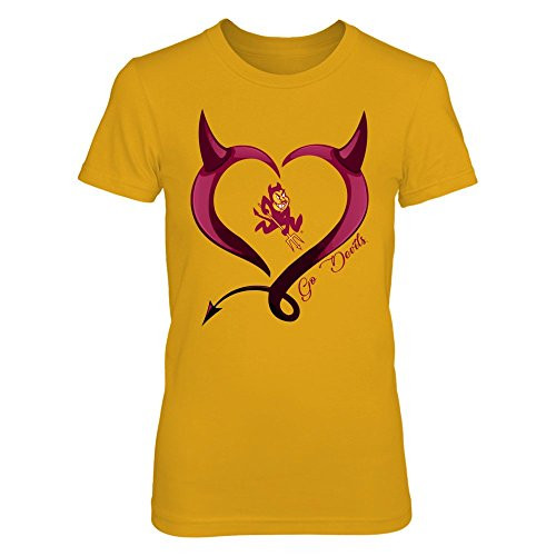 FanPrint Arizona State Sun Devils T-Shirt - Devils HeartShirt - Women s Tee Gold L FanPrint Arizona State Sun Devils T-Shirt - Devils HeartShirt - Women s Tee Gold L