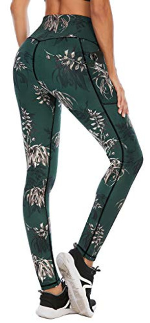 Heathyoga Womens Printed Leggings with Pockets High Waisted Printed Yoga Pants with Pockets Workout Leggings Running Tights  Orchid  Large
