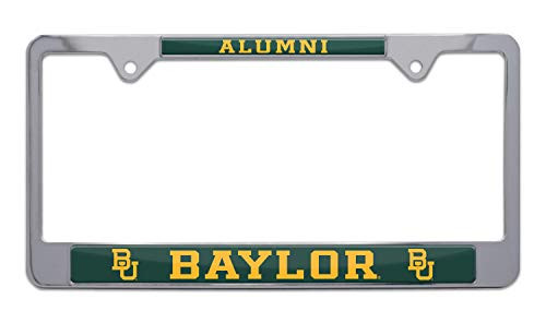 AMG Auto Emblems NCAA Officially Licensed Premium Shiny Chrome Metal License Plate Frame - Second Generation - Alumni Version  Baylor