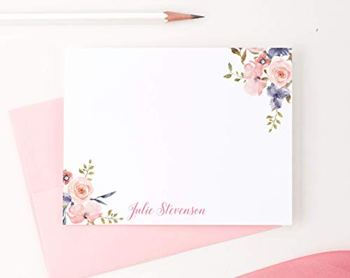 Personalized Floral Stationery Set  Stationery for Women  Personalized Thank You Cards  Personalized Note Cards  Your Choice of Colors and Quantity