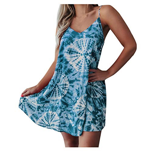 aihihe WomenS Casual Tie Dye Plus Size Short Dress Spaghetti Strap Sleeveless Loose Mini Dress Swing Sundresses Blue aihihe WomenS Casual Tie Dye Plus Size Short Dress Spaghetti Strap Sleeveless Loose Mini Dress Swing Sundresses Blue