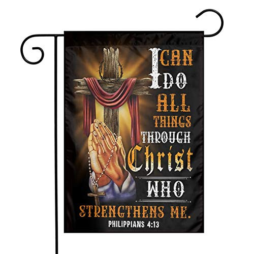 AIJEESI Christian Jesus. I Can Do All Things Through Christ 12 x18 Inch Floral Garden Yard Flag  Christian Jesus. I Can Do All Things Through Christ Banner for Home Decorative House Yard Sign