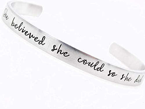 She believed she could so she did group gift handstamped inspirational cuff jewelry bracelet daughter inspiration empowerment strong female She believed she could so she did group gift handstamped inspirational cuff jewelry bracelet daughter inspiration empowerment strong female