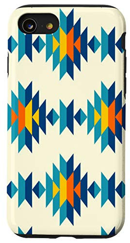 iPhone SE  2020    7   8 Southwestern Aztec Design - Blue and Sunset Colors Case