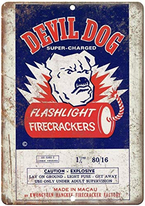 20x30Cm 8x12Inch  Fashion Metal Tin Signs Wall Decor Devil Dog Firecracker Package Waterproof Vintage Look Sign Metal Plate For Garages All Kinds Of Individual Character Places Or Home Decoration