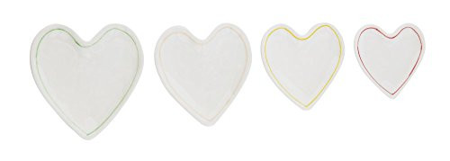 Creative Co-Op Stoneware Hand-Painted Heart Dish Set, Multicolor