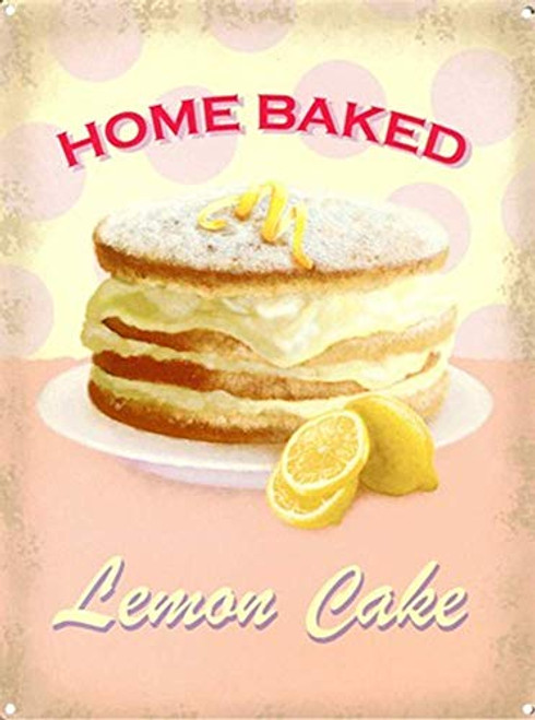20x30Cm 8x12Inch  Baked Lemon Cake Retro Metal Tin Sign-Aluminum Classic Vintage Look Sign Metal Plate For Rec Rooms All Kinds Of Individual Character Places Or Home Decoration