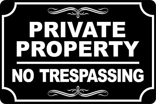 20x30Cm 8x12Inch  Private Property No Trespassing Black  and  White Waterproof Metal Sign Fashion Vintage Look Sign Poster Plaque For Hotels All Kinds Of Individual Character Places Or Home Decoration
