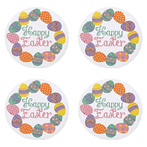 Northeast Home Goods Happy Easter Colorful Eggs Round Cotton Placemats, Set of 4
