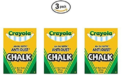 Crayola Nontoxic Anti-Dust Chalk, White, 12 Sticks/Box (50-1402) (3 pack)