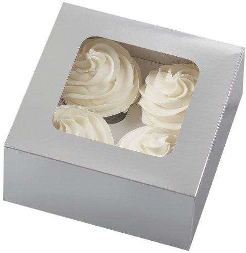 Wilton 4 Cavity Silver Cupcake Boxes, 3 Count
