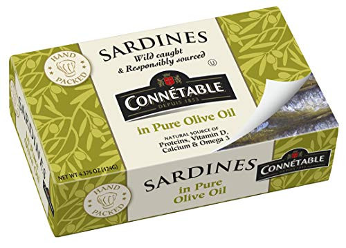 Sardines   Connetable   Sardines in Pure Olive Oil   4.375 Ounce   Pack of 12