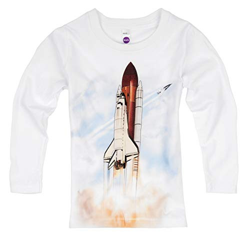 Shirts That Go Little Boys  Long Sleeve Space Shuttle and Chase Plane T-Shirt 6 White