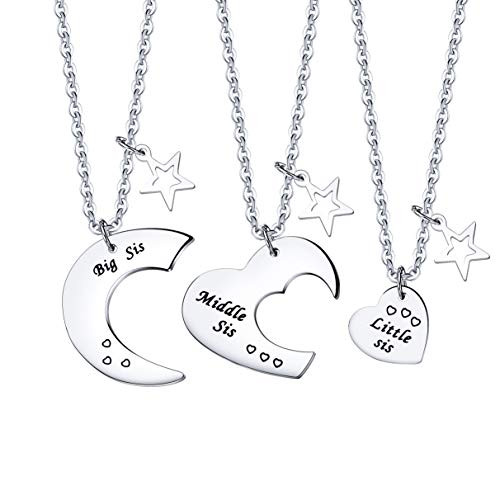 ENSIANTH 3 Pieces Big Sis Middle Sis Little Sis Jewelry Necklace Set with Star Charm Gift for Sister Big Middle Little sis Necklace ENSIANTH 3 Pieces Big Sis Middle Sis Little Sis Jewelry Necklace Set with Star Charm Gift for Sister Big Middle Little sis Necklace