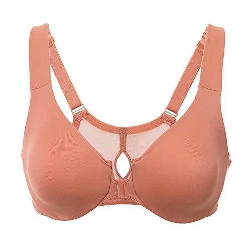 DELIMIRA Women s Comfort Underwire Full Coverage Non-Foam Racerback Front Closure Bra Sun Kissed 38DD