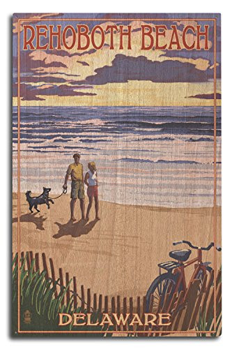 Lantern Press Rehoboth Beach  Delaware - Beach and Sunset  10x15 Wood Wall Sign  Wall Decor Ready to Hang