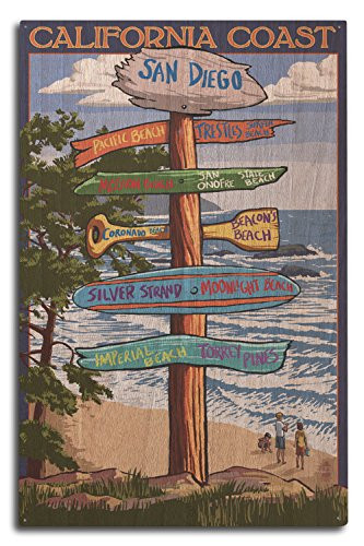 Lantern Press San Diego  California - Destinations Sign  10x15 Wood Wall Sign  Wall Decor Ready to Hang