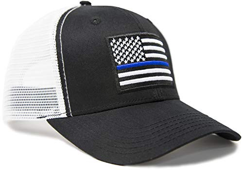 International Tie Flag Hats - Snapback Trucker Baseball Hat  Thin Blue Line