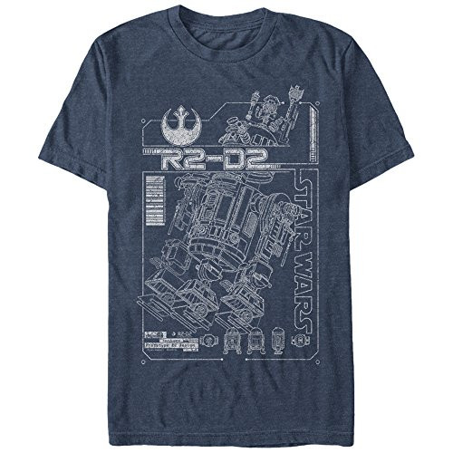 Star Wars Men s R2 Schematic Graphic T-Shirt  Navy Heather  XL
