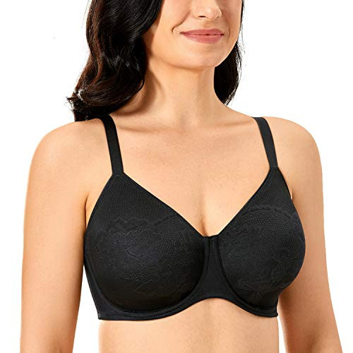 DELIMIRA Women s Full Coverage Bras Plus Size Support Underwire Minimizer Bra Black 36F