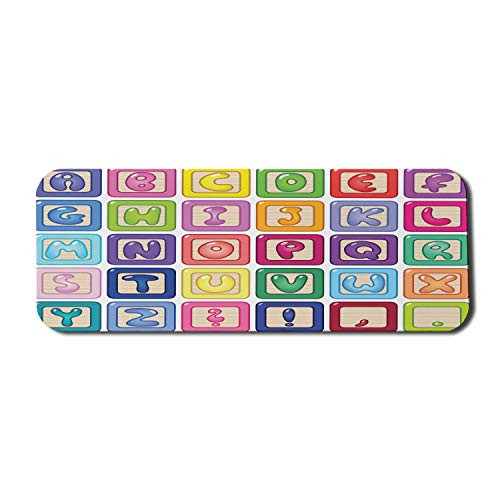 Ambesonne Cartoon Activity Computer Mouse Pad  Colorful English Alphabet Blocks Childrens Balloon Letter Design  Rectangle Non-Slip Rubber Mousepad Large  31 inch x 12 inch Gaming Size  Multicolor