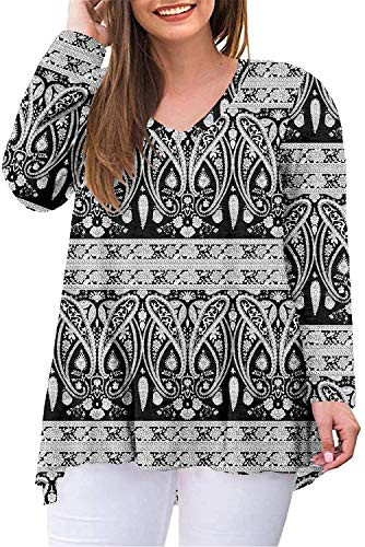 QUEEN PLUS Women s Casual Comfy Loose Fit Tops Plus Size Long Sleeve Shirts 24W