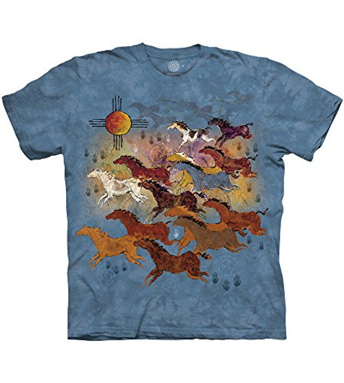 The Mountain Horses  and  Sun Adult T-Shirt  Blue  XL The Mountain Horses  and  Sun Adult T-Shirt  Blue  XL