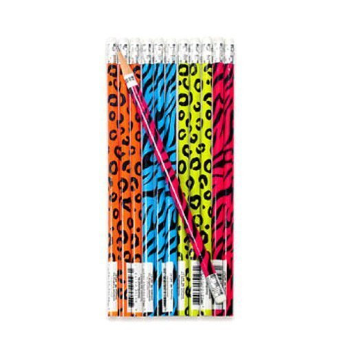Fun Express Neon Safari Animal Print Pencils (2 Dozen)