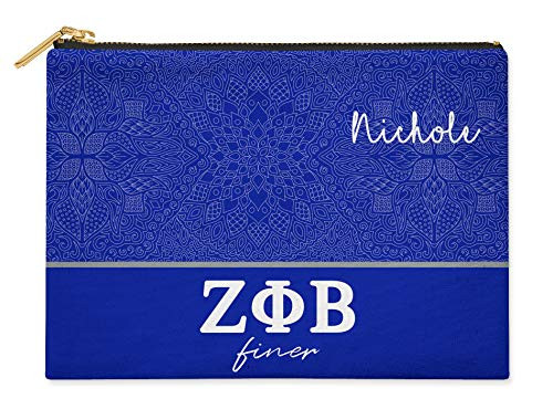 Bad Bananas - Zeta Phi Beta - Cosmetic Case  Makeup Pouch  Bag - Personalized  Color Block  - Sorority Paraphernalia