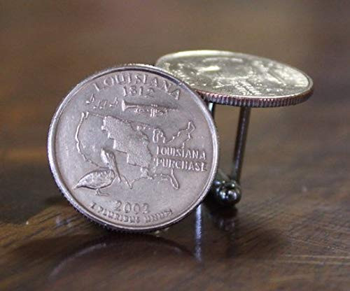 Louisiana Quarter Cufflinks  Louisiana State Quarter Cuffs  New Orleans Cuffs  Mardi Gras Cuff links  jazz cuff links  Louisiana Purchase