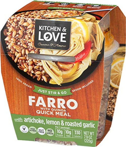 Kitchen  and  Love Artichoke  Lemon  and  Roasted Garlic Farro Meal 6-Pack   Vegan  Ready-to-Eat  No Refrigeration Required