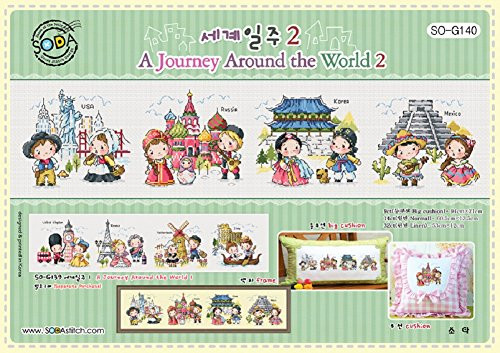 SO-G140 A Journey Around the World 2  SODA Cross Stitch Pattern leaflet  authentic Korean cross stitch design  cross stitch pattern chart  color printed on coated paper