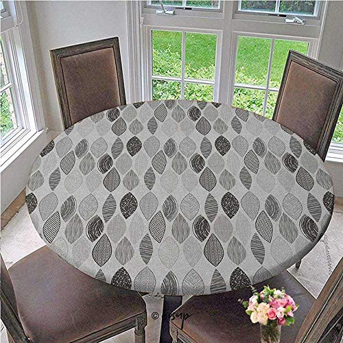 Table Cover Woodland Forest Pattern with Abstract Leaves Sketch Art Style Polyester Round Tablecloth Table Cloth The Ultimate Protection for Your Table Charcoal Grey Pale Grey Diameter - 39 Inch