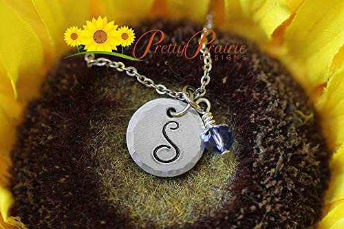 Hammered Initial Necklace  Personalized  Aluminum  Copper  Brass  Large Birthstone  Birthday  New Mom Gift  Girlfriend  Wife  Daughter Gift Hammered Initial Necklace  Personalized  Aluminum  Copper  Brass  Large Birthstone  Birthday  New Mom Gift  Girlfriend  Wife  Daughter Gift