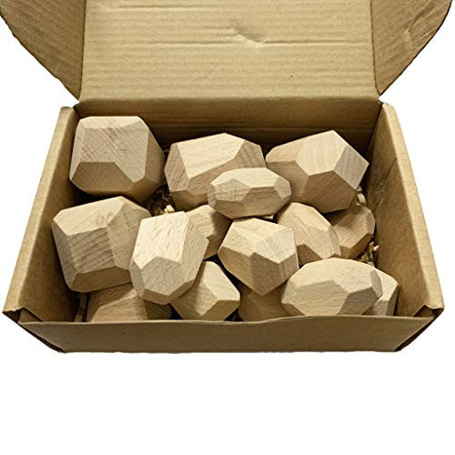 7haofang 16 Pcs Children Wooden Stone Stacking Game Building Block Kids Educational Toy