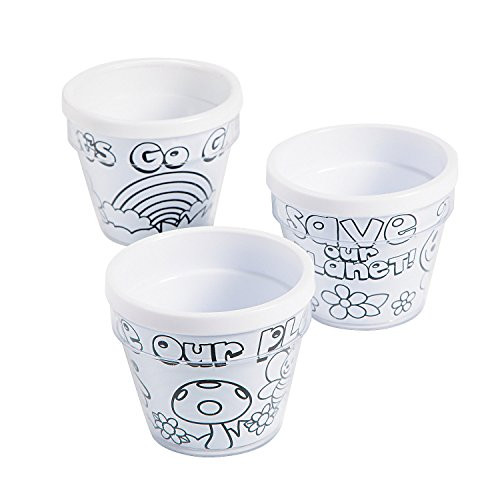 Color Your Own Earth Day Artist Flowerpots - Set of 12 - Crafts for Kids and Fun Home Activities