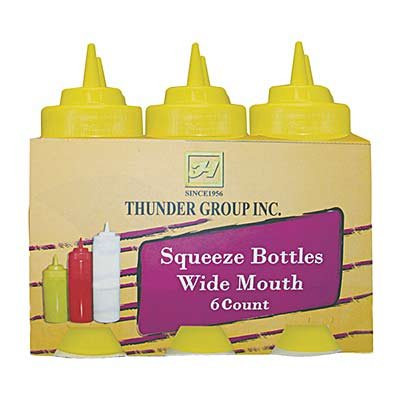 Squeeze Bottle  24 ounce  wide mouth  plastic  clear  6 pieces Unit
